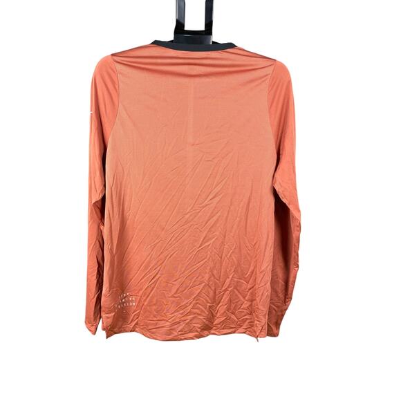 Nike Dri-FIT Long Sleeve Shirt M Rust Orange | Lightweight Athletic Top - Picture 3 of 9